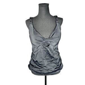 Swimsuits For All Black Twist Front Tankini Top 12 Sculpting Minimalist Swim B63